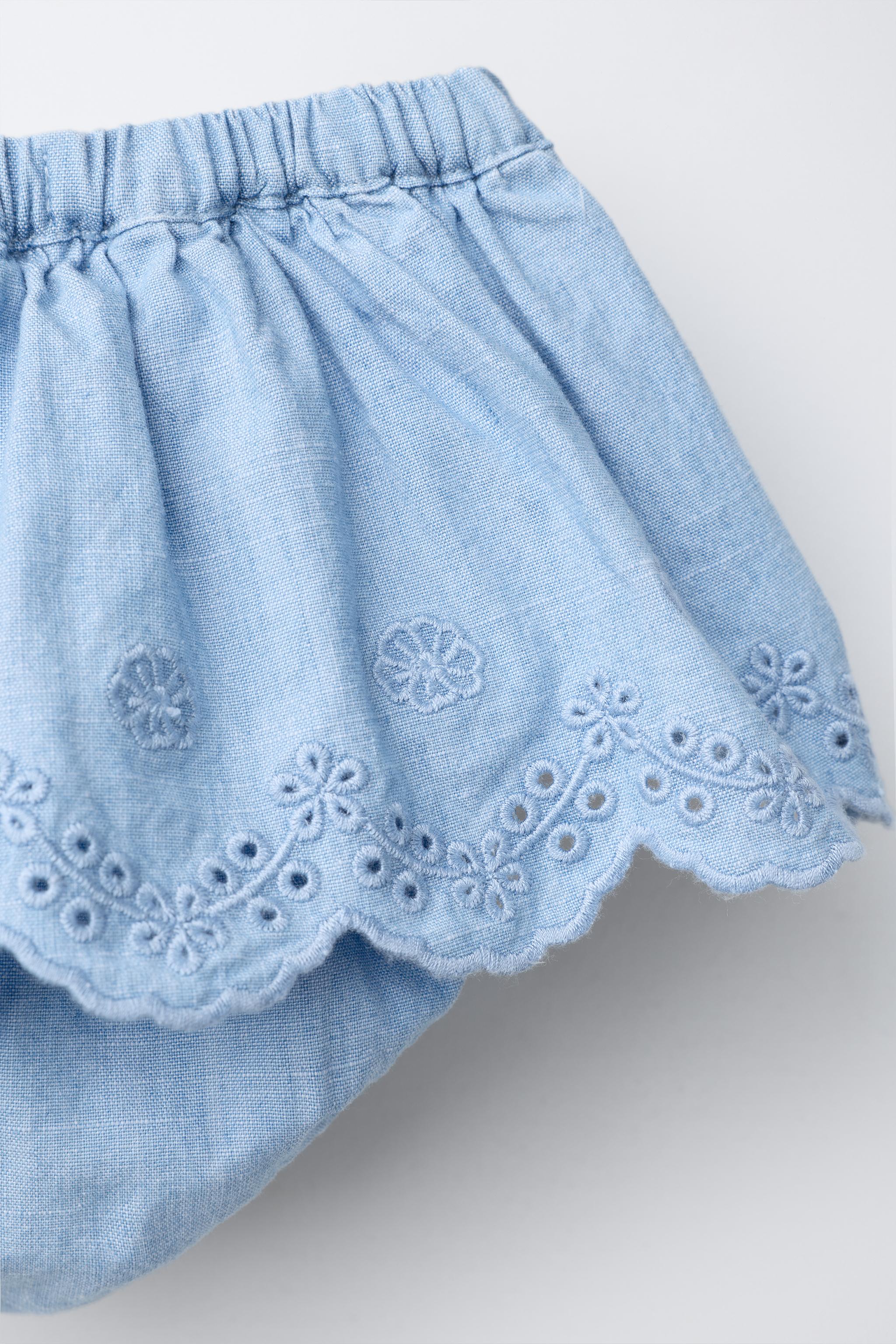 CULOTTE JUPE DENIM AVEC VOLANTS